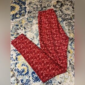 LuLaRoe Red Floral Women’s Leggings